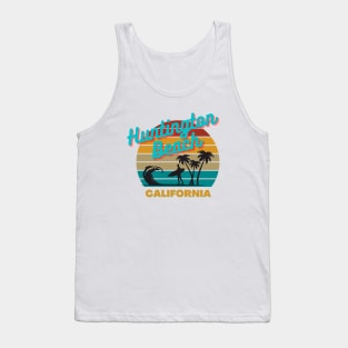 Huntington Beach California Retro Sunset Tank Top